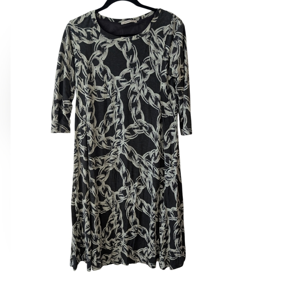 Samantha Sung 3/4 Sleeve Chain Pattern Tencel Dress Size‎ 8